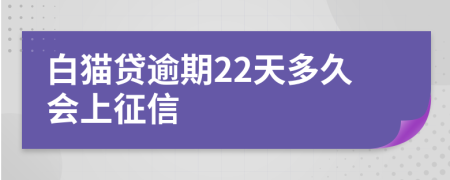 白猫贷逾期22天多久会上征信