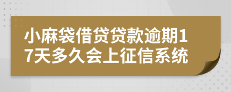 小麻袋借贷贷款逾期17天多久会上征信系统