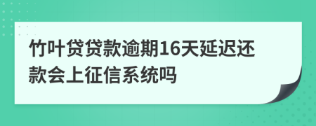 竹叶贷贷款逾期16天延迟还款会上征信系统吗