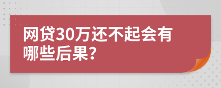 网贷30万还不起会有哪些后果？