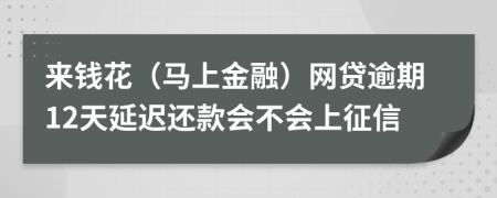 来钱花（马上金融）网贷逾期12天延迟还款会不会上征信