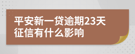 平安新一贷逾期23天征信有什么影响