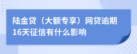 陆金贷（大额专享）网贷逾期16天征信有什么影响