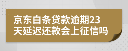 京东白条贷款逾期23天延迟还款会上征信吗