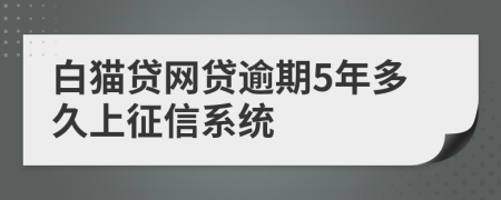 白猫贷网贷逾期5年多久上征信系统