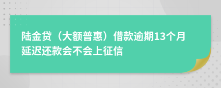 陆金贷（大额普惠）借款逾期13个月延迟还款会不会上征信