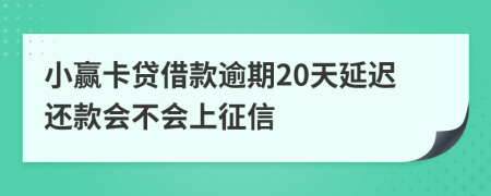 小赢卡贷借款逾期20天延迟还款会不会上征信