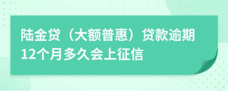 陆金贷（大额普惠）贷款逾期12个月多久会上征信