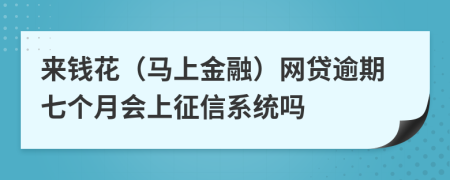 来钱花（马上金融）网贷逾期七个月会上征信系统吗