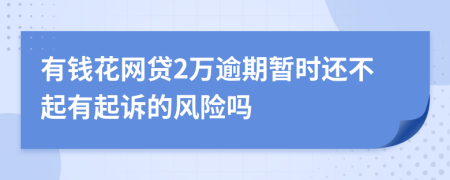 有钱花网贷2万逾期暂时还不起有起诉的风险吗