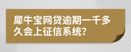 犀牛宝网贷逾期一千多久会上征信系统？