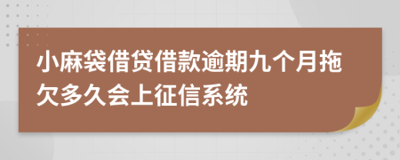 小麻袋借贷借款逾期九个月拖欠多久会上征信系统