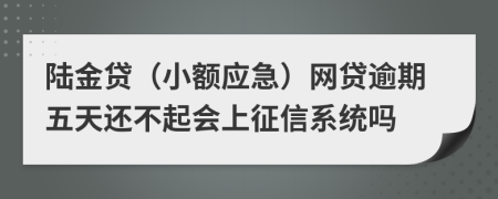 陆金贷（小额应急）网贷逾期五天还不起会上征信系统吗