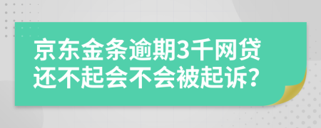 京东金条逾期3千网贷还不起会不会被起诉？