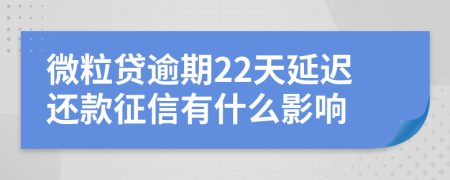 微粒贷逾期22天延迟还款征信有什么影响