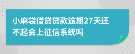 小麻袋借贷贷款逾期27天还不起会上征信系统吗