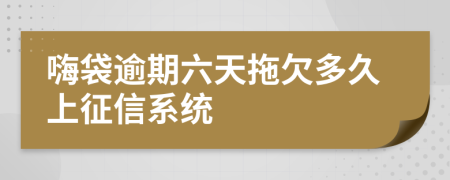 嗨袋逾期六天拖欠多久上征信系统