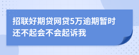 招联好期贷网贷5万逾期暂时还不起会不会起诉我