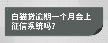 白猫贷逾期一个月会上征信系统吗？