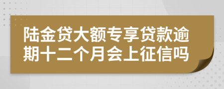 陆金贷大额专享贷款逾期十二个月会上征信吗