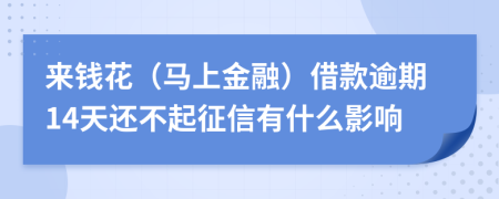 来钱花（马上金融）借款逾期14天还不起征信有什么影响