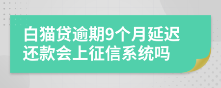 白猫贷逾期9个月延迟还款会上征信系统吗