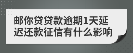 邮你贷贷款逾期1天延迟还款征信有什么影响