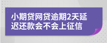 小期贷网贷逾期2天延迟还款会不会上征信