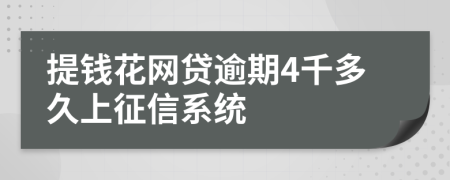 提钱花网贷逾期4千多久上征信系统