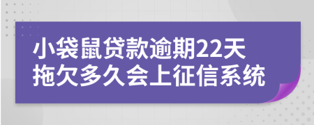 小袋鼠贷款逾期22天拖欠多久会上征信系统