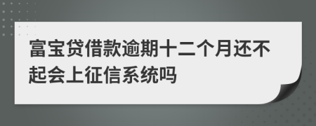 富宝贷借款逾期十二个月还不起会上征信系统吗