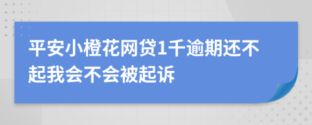 平安小橙花网贷1千逾期还不起我会不会被起诉