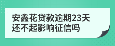 安鑫花贷款逾期23天还不起影响征信吗