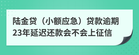 陆金贷（小额应急）贷款逾期23年延迟还款会不会上征信