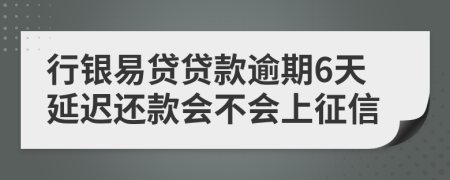 行银易贷贷款逾期6天延迟还款会不会上征信