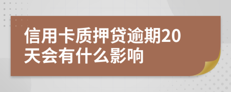 信用卡质押贷逾期20天会有什么影响