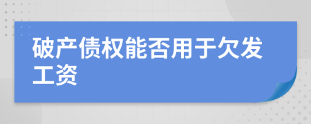 破产债权能否用于欠发工资
