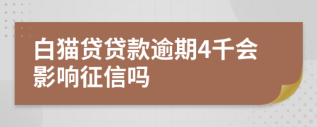 白猫贷贷款逾期4千会影响征信吗