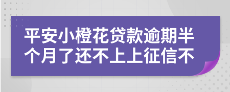 平安小橙花贷款逾期半个月了还不上上征信不