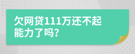 欠网贷111万还不起能力了吗？