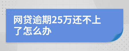 网贷逾期25万还不上了怎么办