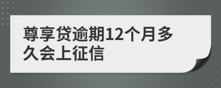 尊享贷逾期12个月多久会上征信