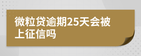 微粒贷逾期25天会被上征信吗