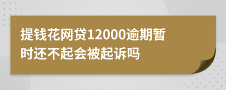 提钱花网贷12000逾期暂时还不起会被起诉吗