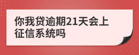 你我贷逾期21天会上征信系统吗