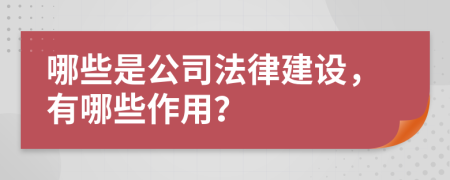 哪些是公司法律建设，有哪些作用？