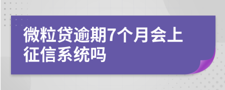 微粒贷逾期7个月会上征信系统吗