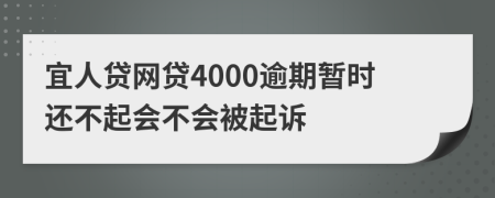 宜人贷网贷4000逾期暂时还不起会不会被起诉