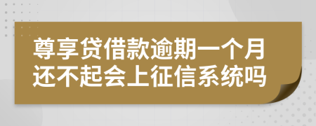 尊享贷借款逾期一个月还不起会上征信系统吗