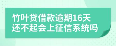 竹叶贷借款逾期16天还不起会上征信系统吗